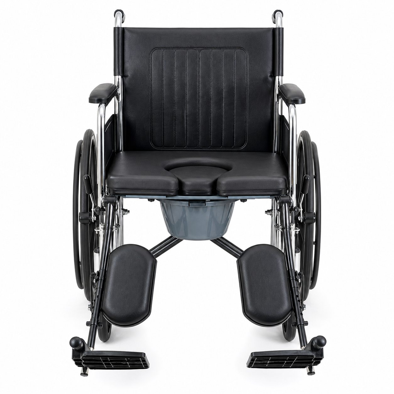 Commode Wheelchair with Adjustable Footrest– Front View