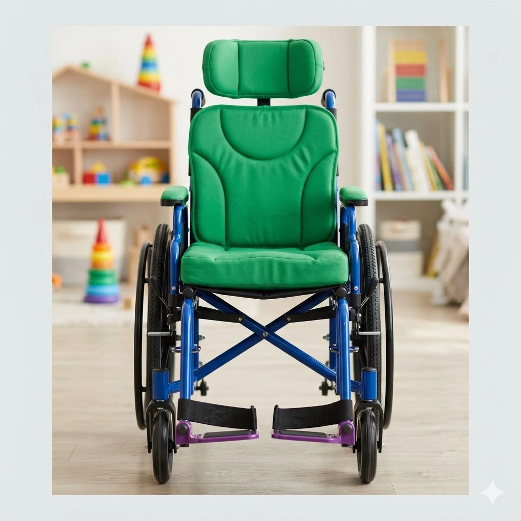 Pediatric Wheelchair with Padded Seat and Backrest